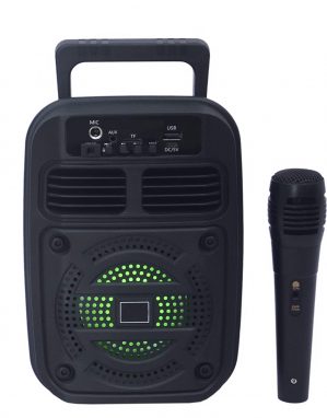 Sound Box Party Speaker with Karaoke Mic/FM/USB Party Speaker Trolley