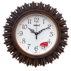 Oreva Wooden Look Designer Wall Clock (32.5 x 32.5 x 4.8 cm), Brown