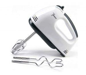 Electric Hand Mixer with Stainless Steel Attachments, 7 -Speed, Includes; Beaters, Dough Hooks