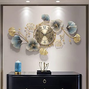 Floral Decorative Iron Metal Hanging Wall Clock for Farm House / Living Room / Bedroom / Hall / Dining Hall – (34 x 2 x 20 Inch)