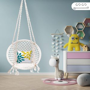 Hanging Cotton Swing Chair with Hanging Kit for Baby Swing Indoor & Outdoor/Baby Swing Backyard/ 120Kg Capacity/Swing Jhula for Kids & Adults (White)